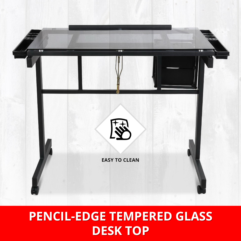 New Drawing Board Desk Drafting Table Adjustable Tilt Glass Art