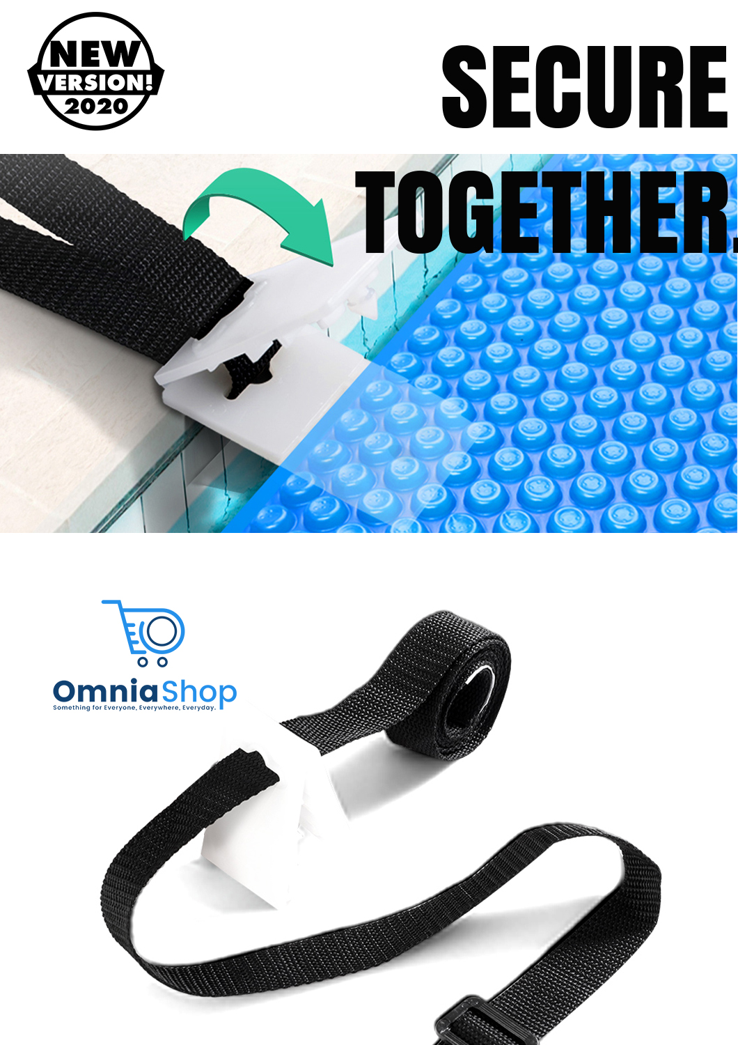 Pool Cover Roller Attachment Straps Kit for Swimming Pool Solar Cover